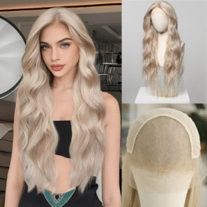 13×6 large front lace center parted short straight bobo head natural realistic wig full head set (复制)