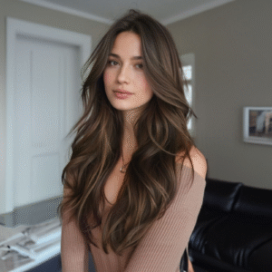 Large 13*6 center parted big wave brown long curly hair full head set wig female