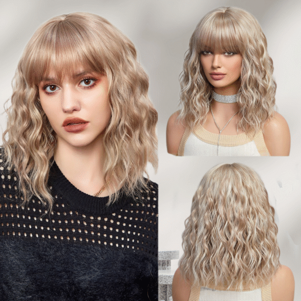 Zeus Wigs|Light blonde short bob wig wool small curls