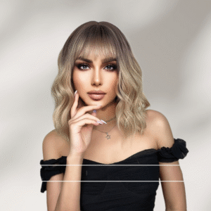 Zeus Wig | gradient light blonde short hair bob wig with bangs