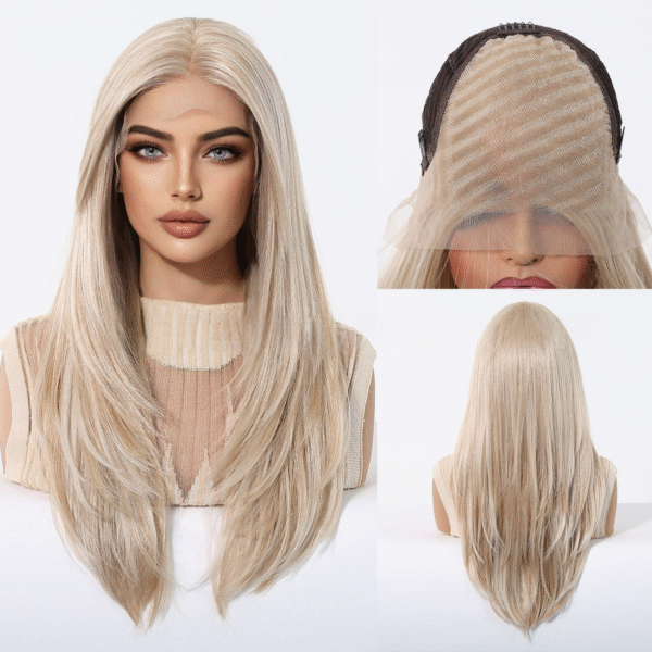 Zeus Wig | 13*6 New Large Lace Wig Light Golden Straight Hair with Center Parting