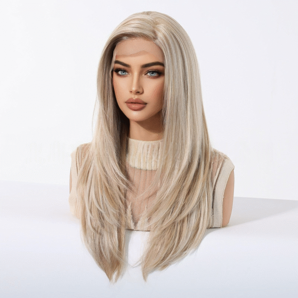 Zeus Wig | 13*6 New Large Lace Wig Light Golden Straight Hair with Center Parting