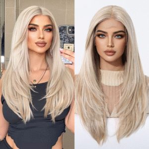 Zeus Wig | 13*6 New Large Lace Wig Light Golden Straight Hair with Center Parting
