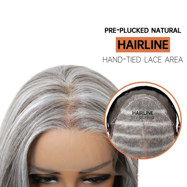 Zeus Wig | Large Area 13*6 Lace Gradient Grandma Gray Wig for Women with Eight-Character Bangs