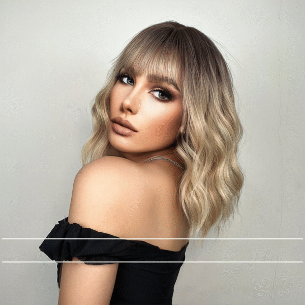 Zeus Wig | gradient light blonde short hair bob wig with bangs - 图片 2