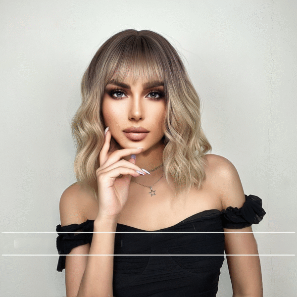 Zeus Wig | gradient light blonde short hair bob wig with bangs - 图片 4