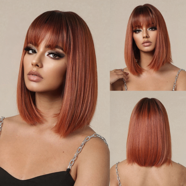 Zeus Wigs|Halloween orange bob wig - 图片 3