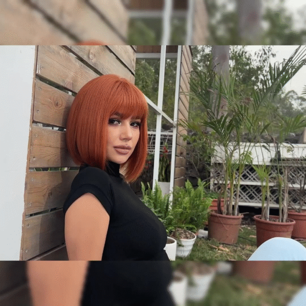 Zeus Wigs|Halloween orange bob wig - 图片 4