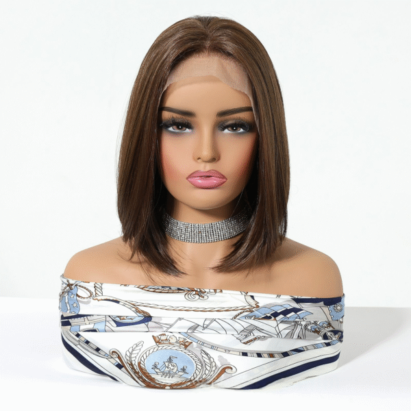 Zeus Wig | 13×6 Large Area Front Lace Gradient White Gold Center Part Short Straight Bob Hairstyle