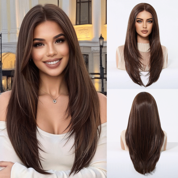 Deep brown light lace wig