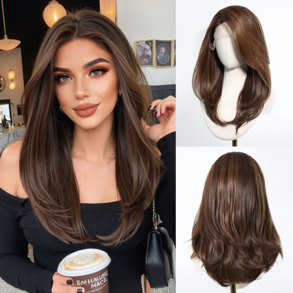 Zeus Wig | Dark Brown Straight Hair Lace Front Wig - 图片 3