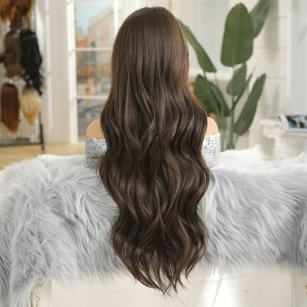 Zeus Wig | Black-Brown Large Area 13*6 Center Parted Large Waves Long Curly Wig
