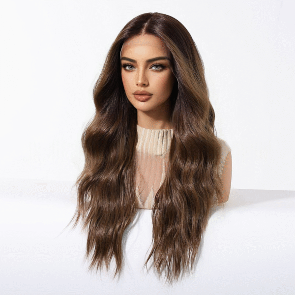 Zeus Wig | Large Area 13*6 Imported Silk Lace Curly Wig with Gradient Brown Color