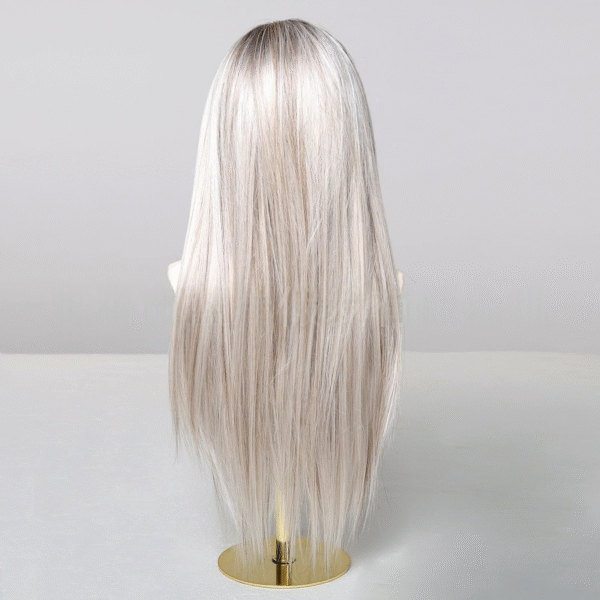 Zeus Wig | 13*6 Lace Wig with Center Parting, White Highlights, and Brown Straight Hair for a Goddess-like Look