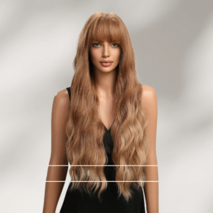 Zeus wig | Light brown wavy center part long curly wig