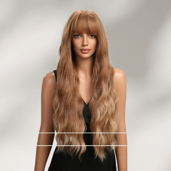 Zeus wig | Light brown wavy center part long curly wig
