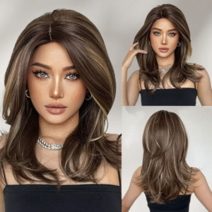 Zeus Wigs|Long Brown Curly Hair Big Wave Ladies Wigs