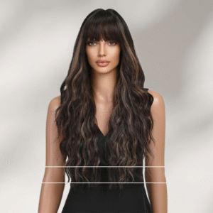 Zeus Wig|Natural dark brown wavy wig with straight bangs