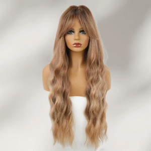Zeus wig |Natural brown long curly wig with bangs