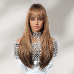 Zeus wig|Brown mixed color long straight hair wig