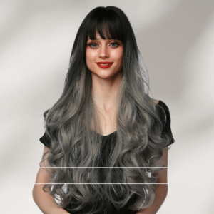 Zeus Wigs | Gradient Gray Bangs Big Wave Long Curly Hair