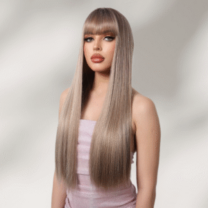 Zeus wig | Champagne gold wig with long straight bangs