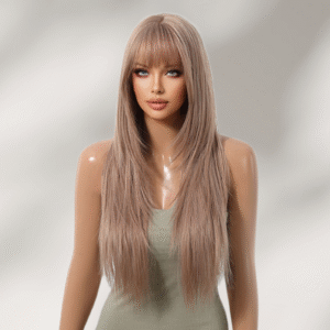 Zeus wig |Light brown long straight bangs wig