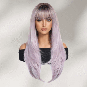 Zeus wig |Taro Purple Long Straight Blunt Bang Wig