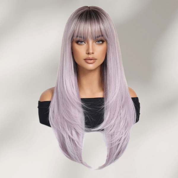 Zeus wig |Taro Purple Long Straight Blunt Bang Wig