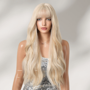 Zeus Wigs|Light blonde bangs big waves long curly hair
