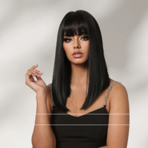 Zeus wig|Jet Black Straight Long Wig with Bangs