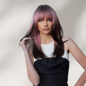Zeus Wigs|Medium Length Pink and Brown Wig
