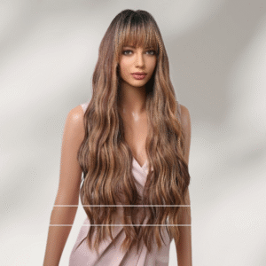 Zeus Wigs|Black and Brown Bangs Big Wave Long Curly Hair