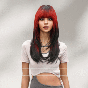 Zeus Wigs|Red gradient bangs big wave long curly hair