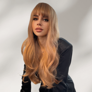 Zeus Wigs|Light brown bangs big wave long curly hair