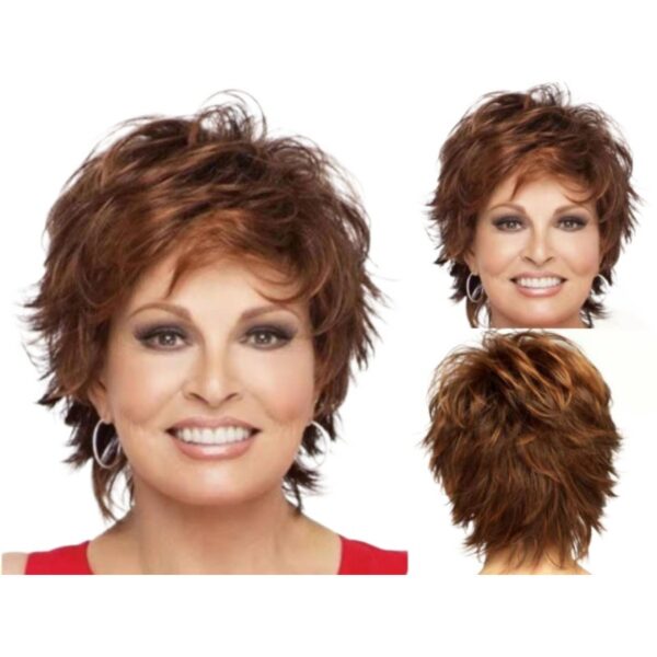 Zeus Wigs|Brown Red Wig with Bangs Small Curls - 图片 2