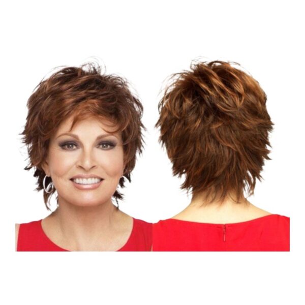 Zeus Wigs|Brown Red Wig with Bangs Small Curls - 图片 4