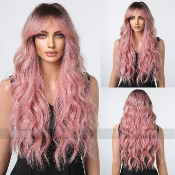 Zeus Wig|Gradient Pink Long Curly Hair Big Wave Wig for Women - 图片 3
