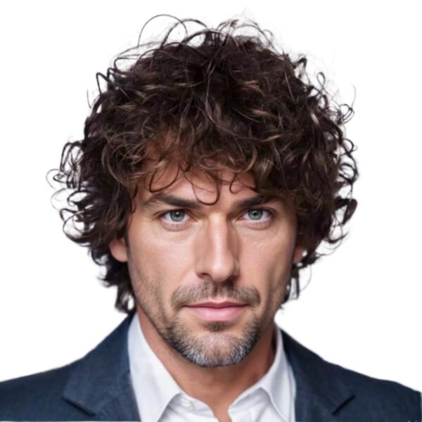 Zeus wig fluffy dark brown wig short high temperature wire chemical fiber - 图片 3
