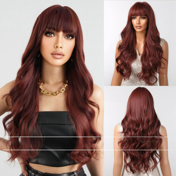 Zeus Wig|Brown Red Long Curly Hair Big Wave Wig for Women - 图片 4