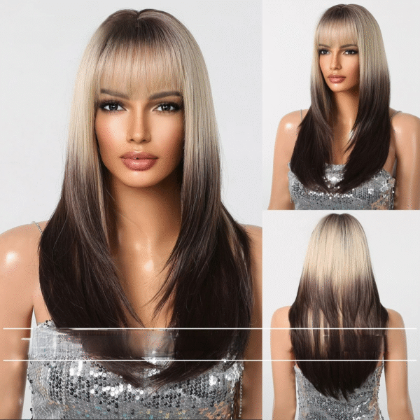 Zeus Wigs|Golden brown long hair wig with golden gradient - 图片 3