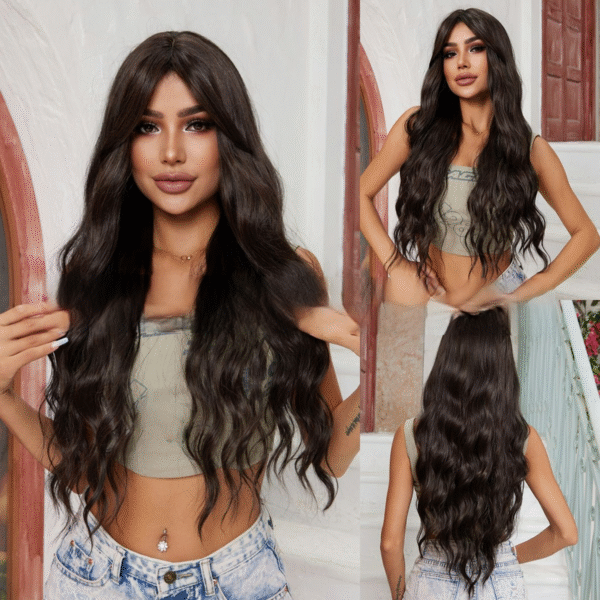 Zeus Wigs|High-end black-brown long wavy curly wig - 图片 2