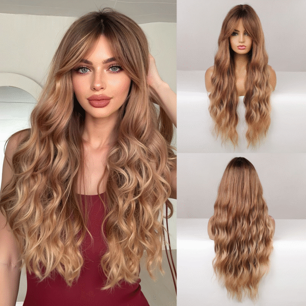 Zeus wig |Natural brown long curly wig with bangs - 图片 3