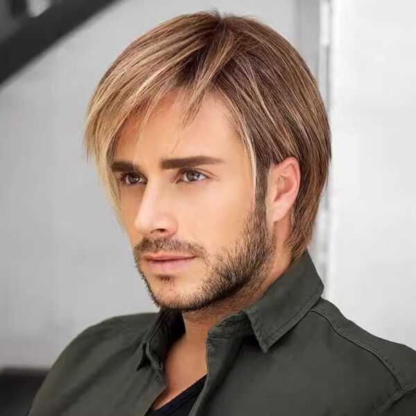 Zeus Wig | Golden brown side-swept bangs wig - 图片 3