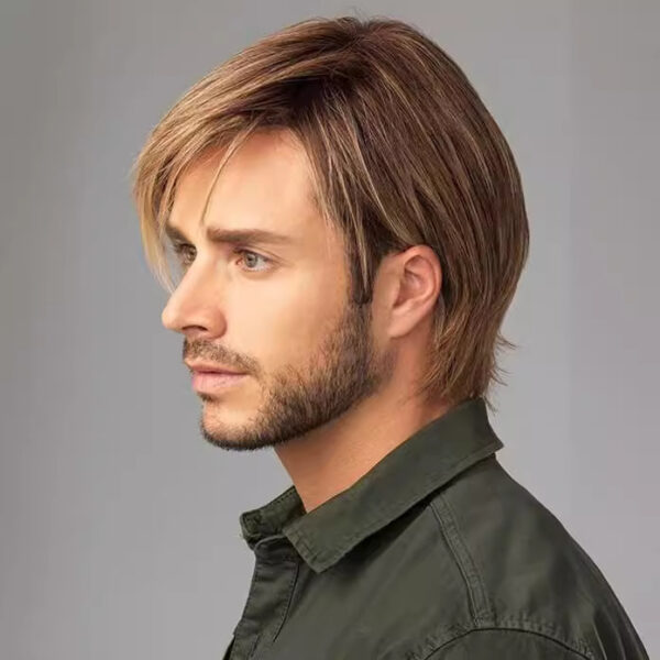Zeus Wig | Golden brown side-swept bangs wig - 图片 2