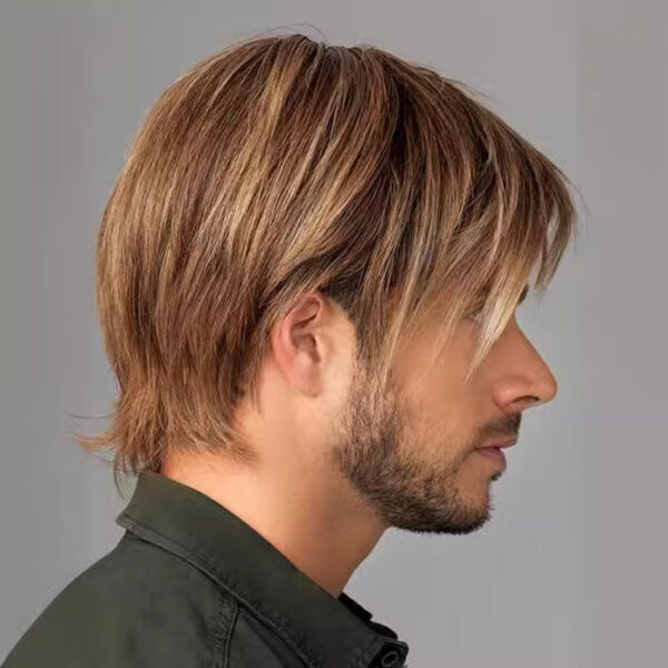 Zeus Wig | Golden brown side-swept bangs wig - 图片 5