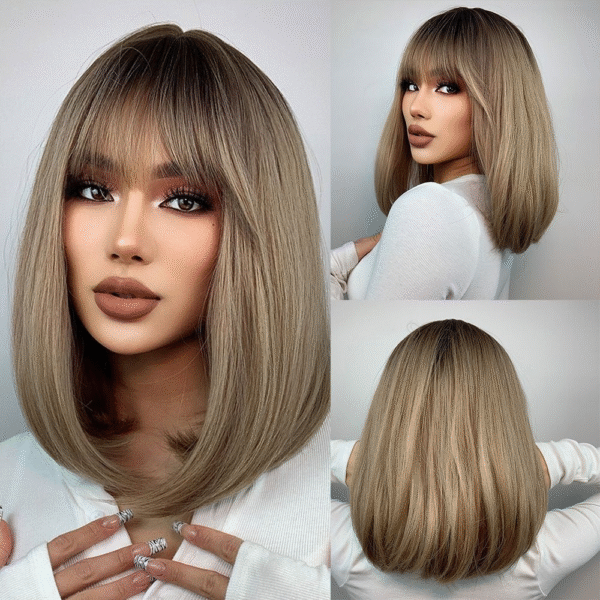 Zeus wig |Brown dyed medium-length straight wig - 图片 4