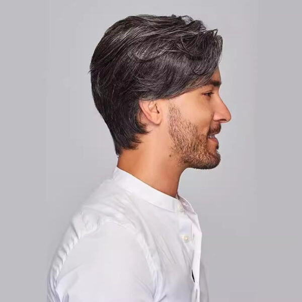 Zeus wig | black and white bangs parted wig short high temperature silk chemical fiber - 图片 3