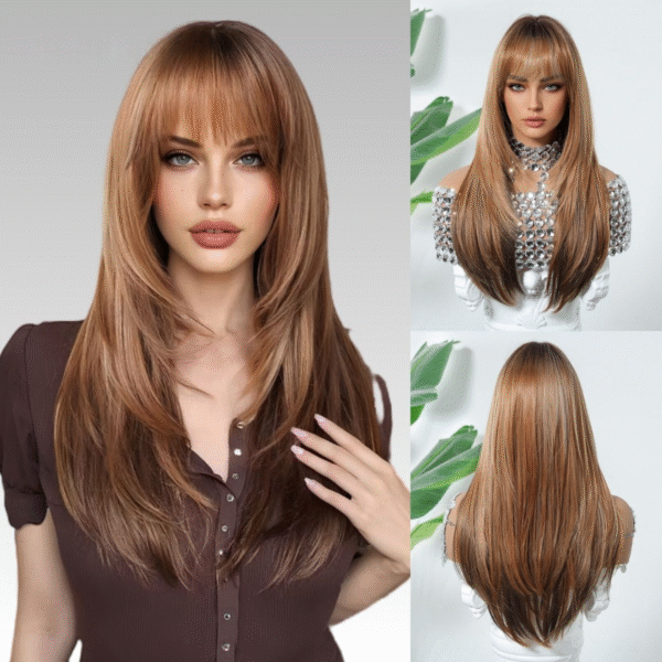 Zeus wig|Brown mixed color long straight hair wig - 图片 4