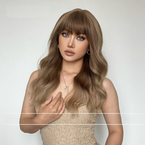 Zeus Wigs|Gradient Brown Bangs Big Wave Long Curly Hair - 图片 2